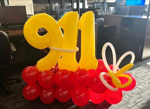 Image of 0 Balloon 40 inch Yellow Number Balloons for 10th Birthday Party Decoration | Saturated Color, Large 40 inch, With Inflation Straw & Hanging Holes, Great for Thanksgiving, Labor Day, Vintage Theme Party