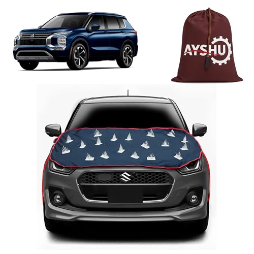 Image of AYSHU Dustproof Car Protection with Spikes for Dogs Compatible with Mitsubishi Outlander | Anti-Scratch Bonnet Guard | Heavy Duty Waterproof & UV Resistant Car Body Cover, Black