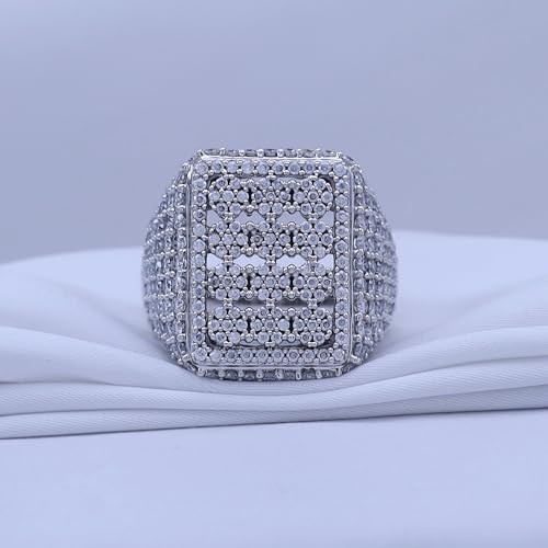 5 Carat Round Cut Lab Created Moissanite Men's Dome Cluster Anniversary Wedding Band Ring In 14K Gold Plated Sterling Silver (VVS1 Clarity, 5.00 Cttw)4