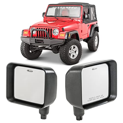 Quadratec Original Style Mirror Head Set - Fits Jeep Wrangler JK 2007-2018 - Factory Style Replacement Mirrors - Compatible with Mirror Relocation Relocator Bracket Adapters