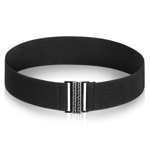 Elastic Waist Belt Wide Stretchy Belts for Women Vintage Adjustable Dress Waistband Cinch Belt with Buckle Black