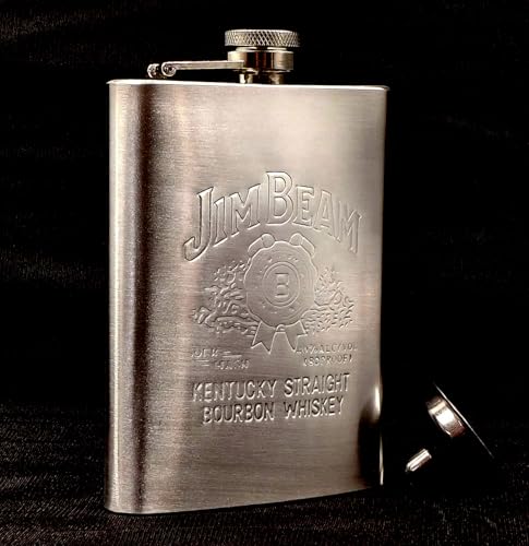 Image of JBS Stainless Steel Hip Flask with Funnel 8 Oz (236 ml) I Engraved Design Wine Whiskey Liquor Flask I Unisex Alcoholic Drinks Holder Pocket Bottle (JB Steel+Funnel)