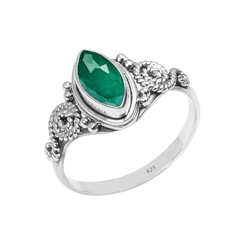 Emerald Stone Ring, 925 Sterling Silver Ring Statement Ring For Women - Girls, 5X10Mm Natural Marquise Shape Gemstone Ring, Christmas Gifts, Gemstone Ring Size Us 8 Handmade Ring #TOP2