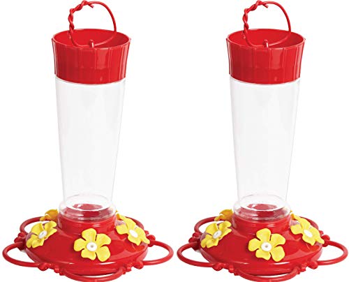 Teal Turtle 10 Oz Hanging Plastic Hummingbird Feeder for Outdoor Use 2 Pack