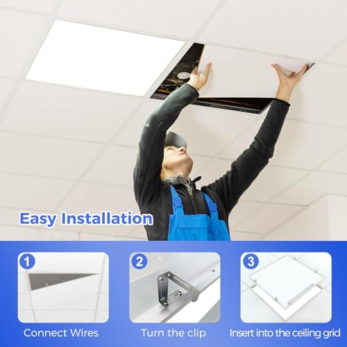 Image of AIKVSXER 1 Pack 2x2 LED Flat Panel Light - Selectable 5 CCT 3000K-6500K & 5 Wattage 30-50W 5500Lm 0-10V Dimmable 2x2 led Drop Ceiling Lights 120-277V for Commercial and Home