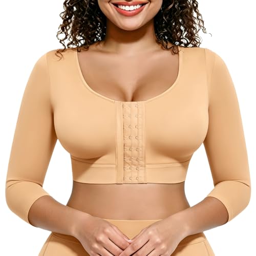 Image of FeelinGirl Arm Shaper for Women Post Surgery Arm Lipo Compression Sleeves Slimming Arm Faja Front Closure Shapewear Bra