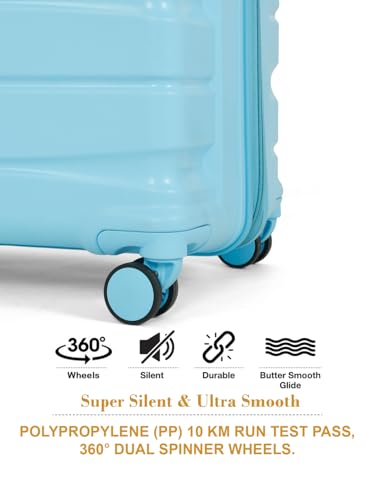 Image of Teakwood MA Trolley Bag, Hard Cabin with Zipper Closure, Adjustable Push Button & Cross Side Strap, Number Lock System 360 Degree (Small, Sky Blue)