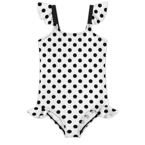 Image of Girls One Piece Swimsuit Polka Dots Ruffles Swimwear Bathing Suits 3-12 Years
