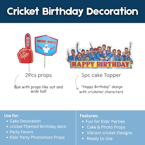 Image of Cricket Birthday Decorations For Boys 79 Pcs Cricket Theme Happy Birthday Decoration(Pack of 79 , Multicolor)