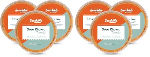 Image of Snackible Tomato Dosa Khakhra (Pack of 6) 3x100gm | Healthy Snack | Made with Ragi | Gluten Free | Source of Protein | No Preservatives