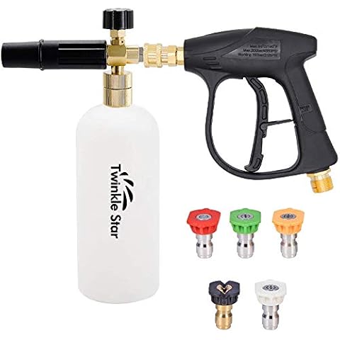 Twinkle Star Pressure Washer Gun Snow Foam Lance, with 1/4 Inch Quick Connector, 5 Pressure Washer Nozzle Tip, 1 Liter Cover