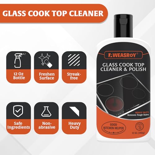 Aweasroy QJJTZ-8PCS Glass Stove Top Cleaner Kit 12 Oz, Cooktop Cleaner And Polish Non-Abrasive No Scratch Removes Tough Stains thumb #1