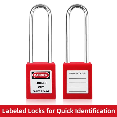 Image of Lockout Tagout Locks Set 5pcs Loto Locks,Red Lockout Locks Keyed Different,Safety Padlocks for Electrical Lockout Tag Out Kit,2 Keys Per Lock, OSHA Compliant Lock Out