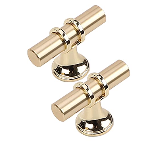 Dreneco 2 Pack Zinc Alloy Cabinet Knobs and T Bar Handles (Single Hole, Gold), Gold+gold