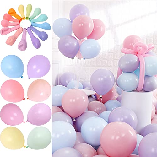 Globos Pastel, 100 Pcs Macaron Colores Látex Balloons, Guirnalda de Globos Color Pastel, para la Fiesta de cumpleaños Decoración Baby Shower Suministros Ceremonia de Boda Globo, Graduaciones, Fiestas