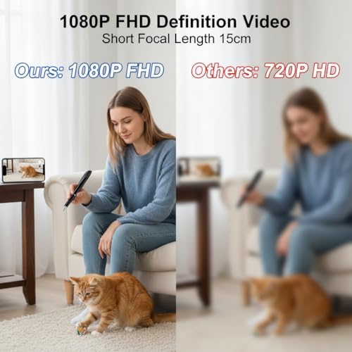 Unohoe 1080P WiFi Camera Pen 15cm Short Focal Length Cam 64GB Card