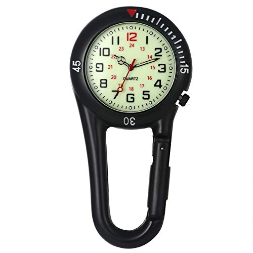 Silverora Taschenuhr Mit Karabiner Leuchtende Analog Quarzuhr Uhr Herren Damen Outdoor Rucksack Praktisch Krankenschwesteruhr schwarz Cover