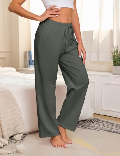 Image of Veseacky Women 100% Cotton Pajama Bottoms Comfy Soft Lounge Sleep Pants Drawstring Sleepwear 3 Pack S-XXL