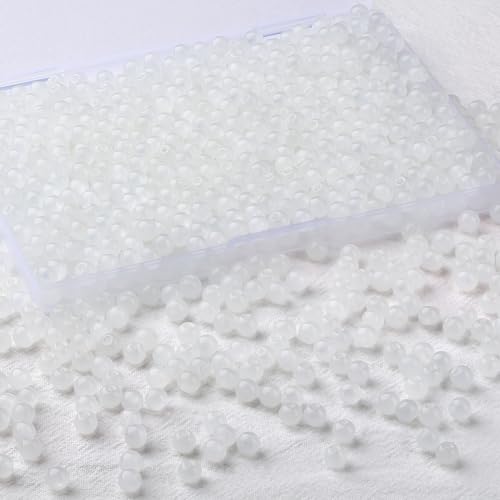 NUKAYAI 500Pcs White Glass Beads for Necklaces