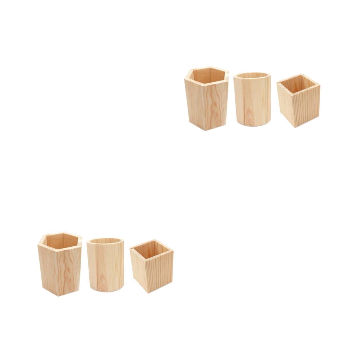 2 Set Contenitore Per Penne Fai Da Te Portapenne Carino Penna Titolare Supporto A Matita Contenitore Per Matite Portapenne in Legno Bambù 3 Pezzi * 2