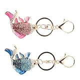 GALPADA Llaveros Diseño de Pez Koi 2 Piezas en Colores Rosa y Azul Brillantes de Imitación Accesorios para Mochila Bolso o Obsequio Llaveros de Amistad y Charms Decorativos