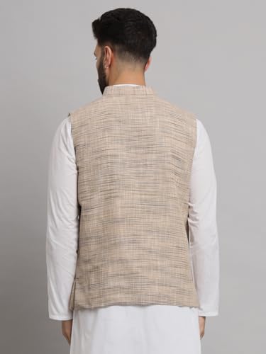 Image of LATEST CHIKAN Men's Traditional Cotton Solid Nehru Jacket /Waistcoat