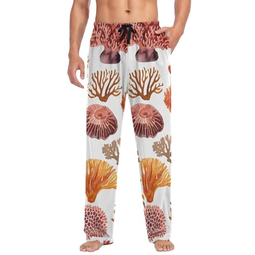 Men's Pajama Pants Cute Sea Corals Sleep Pajama Lounge Pant with Pockets, Elastic Waistband3