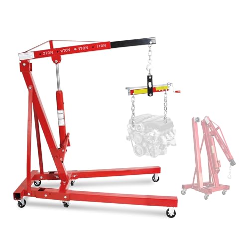 Grúa hidráulica plegable con 6 ruedas y nivelador, elevador de taller de garaje resistente, capacidad de 4400 libras