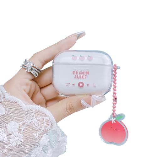 HJXFlying �K�p AirPods Pro 3 �P�[�X �N���ATPU ���킢������C���z���P�[�X ���� �ϏՌ� �V���R���J�o�[ �������̃L�[�`�F�[���t��(Clear TPU Case) - ��