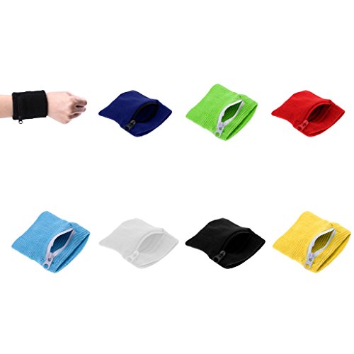gazechimp Adulto Sweatband Running Wrist Wallet Sport Travel Wristband Zipper Pocket - Azul Royal