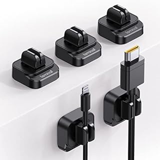 5Pack Cable Spring Holder Clips, Cord Organizer for Desk - Lamicall Adjustable Cord Clip, Wire Holder Organizer, Phone USB Charger Cable Holder, Wire Cord Management for Wall Car Desktop Nightstand
