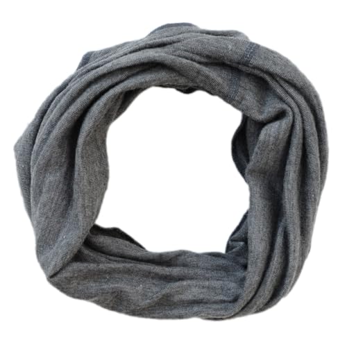 Lilano Bio Wolle-Seide Schlauchschal, 70% Wolle 30% Seide, Unisex Loop-Schal für Sport und Freizeit (Grau, 49 x 27 cm)