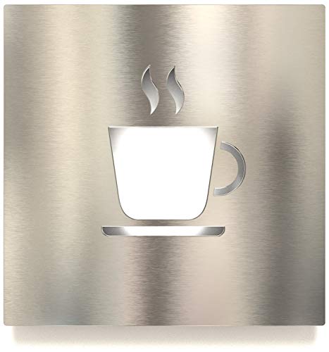 Targa in acciaio inox per caffè, autoadesiva e