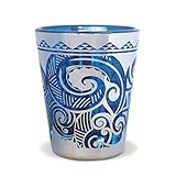 Island Heritage Hawaiian Tropical Foil Short 1 oz Shot Glass (Tribal Swirl)