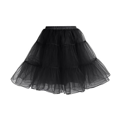 Gardenwed Vintage Women 50s Retro Petticoat Rockabilly Mini Crinoline Underskirt Tutu Half Slips Black L Cover