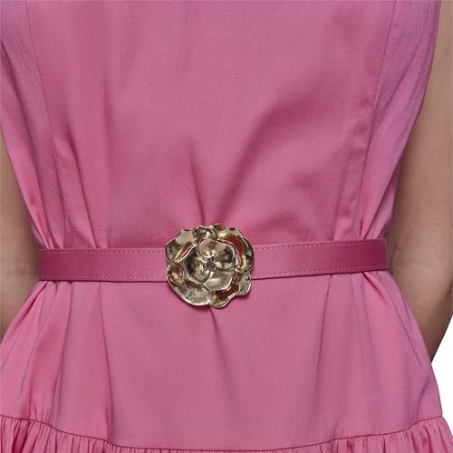 Image of Karl Lagerfeld Women's Sleeveless Boat Neck Drop Waist Belted Midi Dress