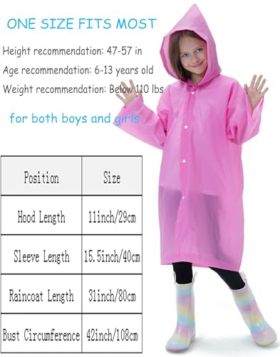 Image of 2 Pack Reusable Waterproof Raincoat EVA Emergency Rain Ponchos One Size Rain Jacket for Children, Boys and Girls