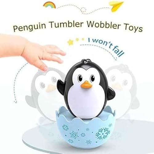 Image of Roly Poly Push and Shake Baby Tumbler Toys 2 Pcs Set Penguin Chick Bunny Wobbler Self-Balancing Rattle Educational Sensory Development Toys for Infants and Toddlers