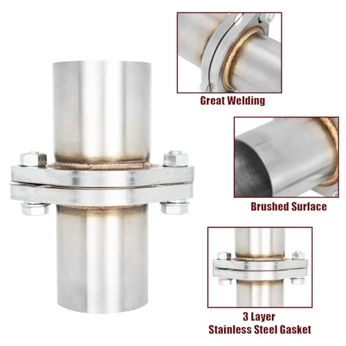 Image of PTEROSAUR 2 Exhaust Flange,Exhaust Flange Repair Piping Kit,2 Bolt Gasket Quick Fix Pipe Repair,Stainless Steel Exhaust Flange Pipe (2 inch, 6 inch long)