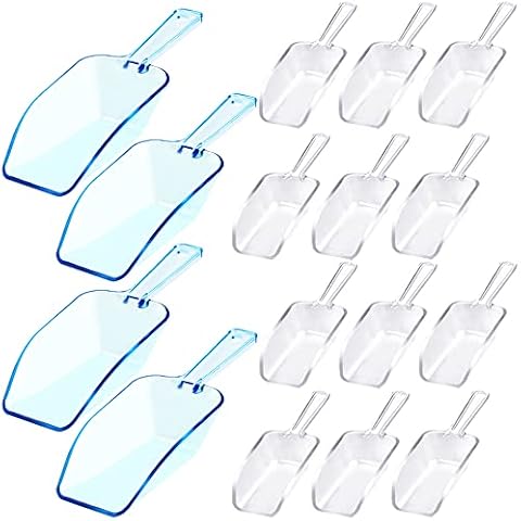 16 Pcs Plastic Kitchen Scoop, AIFUDA Multi-Purpose Measuring Spoons Clear Ice Scoop Sweet Scoop for Weddings, Ice Cream, Protein Powder Cover