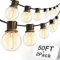 addlon 100FT(2-Pack*50FT) Outdoor String Lights, G40 Globe LED Patio Lights Waterproof with 54 Shatterproof Bulbs(4 Spare), ETL Dimmable Outside Hanging Lights Connectable for Yard Garden Backyard