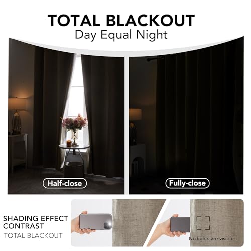 Deconovo Faux Linen Full Blackout Curtains with Coating Back Layer - Image 3