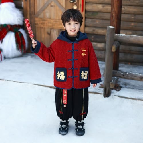 Chinese New Year boy Hanfu fleece padded coat children's autumn and winter Tang suit2