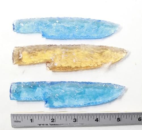 3 Glass Ornamental Knife Blades Mountain Man Knife #9142