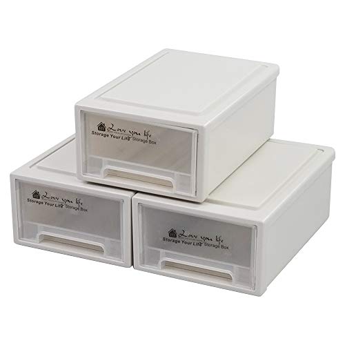 Sosody Plastic Compact Stacking Storage Drawer Unit, 6 Quart, 3 Packs