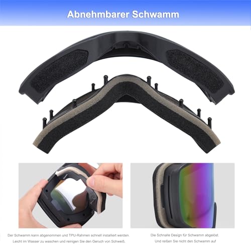 Foto von EXP VISION Skibrille für Damen und Herren, Snowboard Brille Schneebrille OTG 100% UV-Schutz Skibrille für brillenträger, Anti-Nebel Snowboard Brille Ski Goggles (Blau)