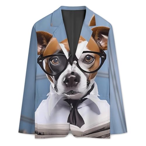 Dog On Toilet Reading Newspaper Men's Casual Blazers Slim Fit Sport Coats Blazer Two Buttons Suit Jacket for Work Party3
