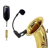 Foyarinal UHF Wireless Clip-on Saxophone Microphone System | 164ft Range Instrument Mic with Plug-and-Play Transmitter & Receiver for Sax, Trumpet, Trombone, French Horn