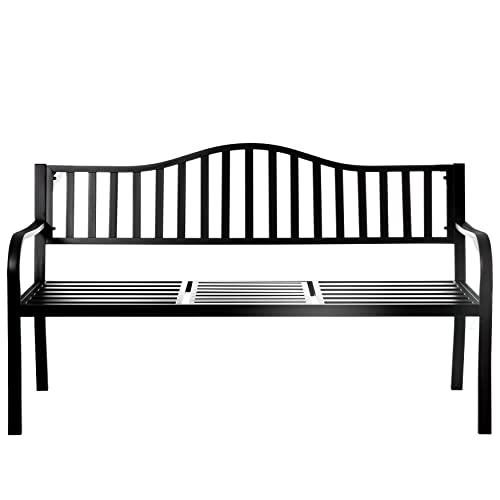 Gardenised Qi003461L Outdoor Powder Coated Steel Park Pop Up Middle Table, Lawn Decor Seating Bench For Yard, Patio, Garden, Balcony, And Deck, Black #TOP24