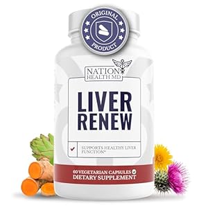 Liver Renew – Liver Cleanse Detox & Repair – Liver Support Supplement with Artichoke Extract, Milk Thisle, Dandelion and Turmeric – 60 Capsules